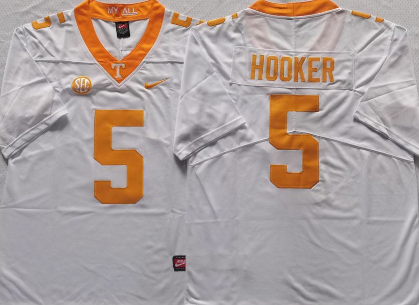 Men Tennessee Volunteers 5 Hooker White Nike 2025 NCAA Jersey